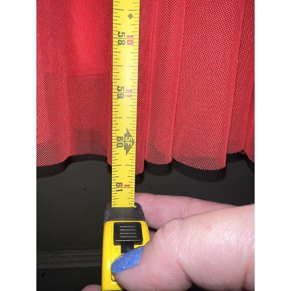 David’s Bridal Sequin Tulle Gown Prom Formal Red Orange XS Beaded - Picture 16 of 16